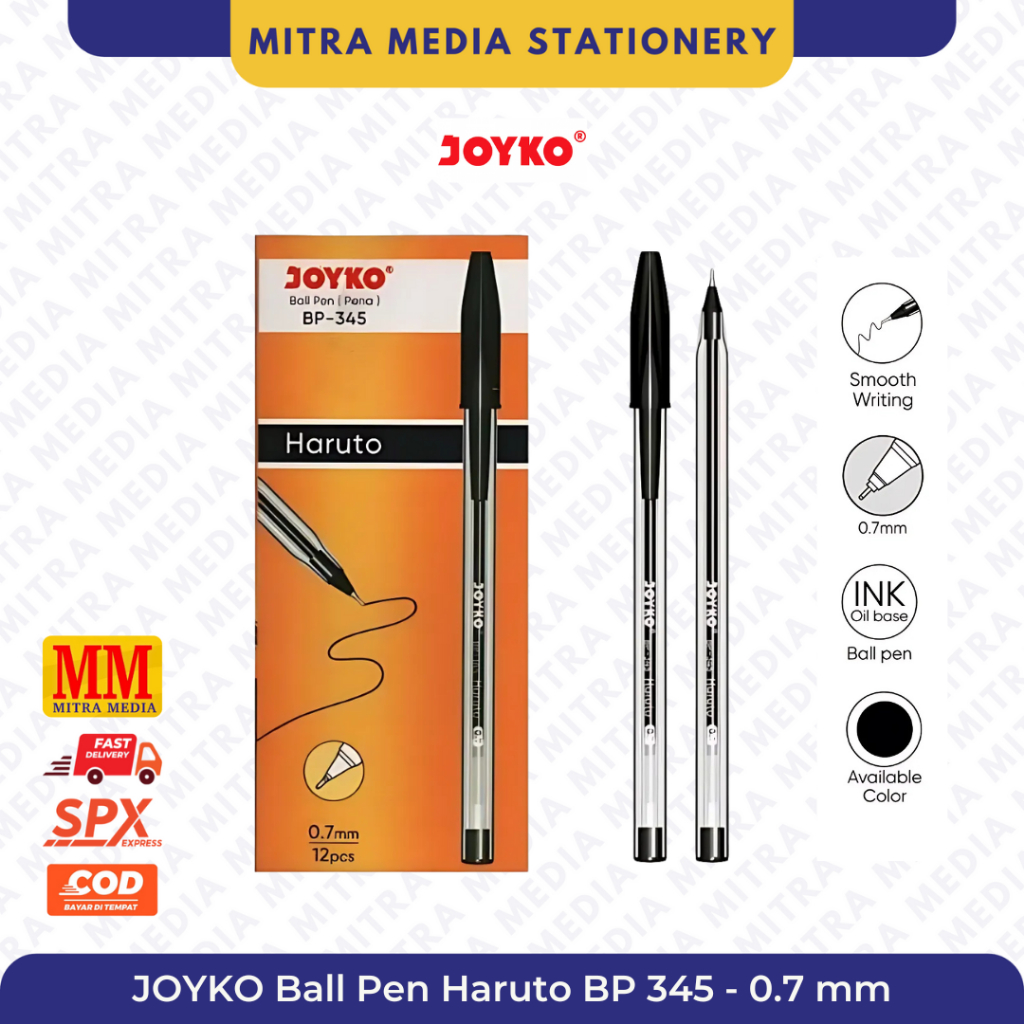 

Ballpen Pulpen Pena Joyko BP-345 HARUTO 0.7 mm Tinta Hitam