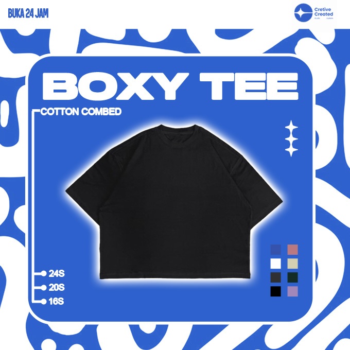 Kaos Boxy Fit 20s Polos Lengan Pendek | Boxy Oversize Black