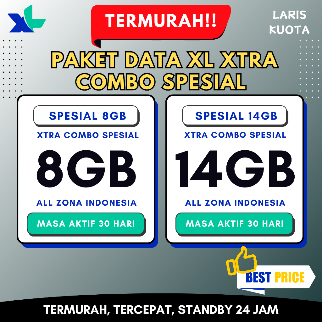 Paket Data Kuota XL Combo Spesial XTRA Bulanan 30 Hari Termurah Kualitas Terbaik