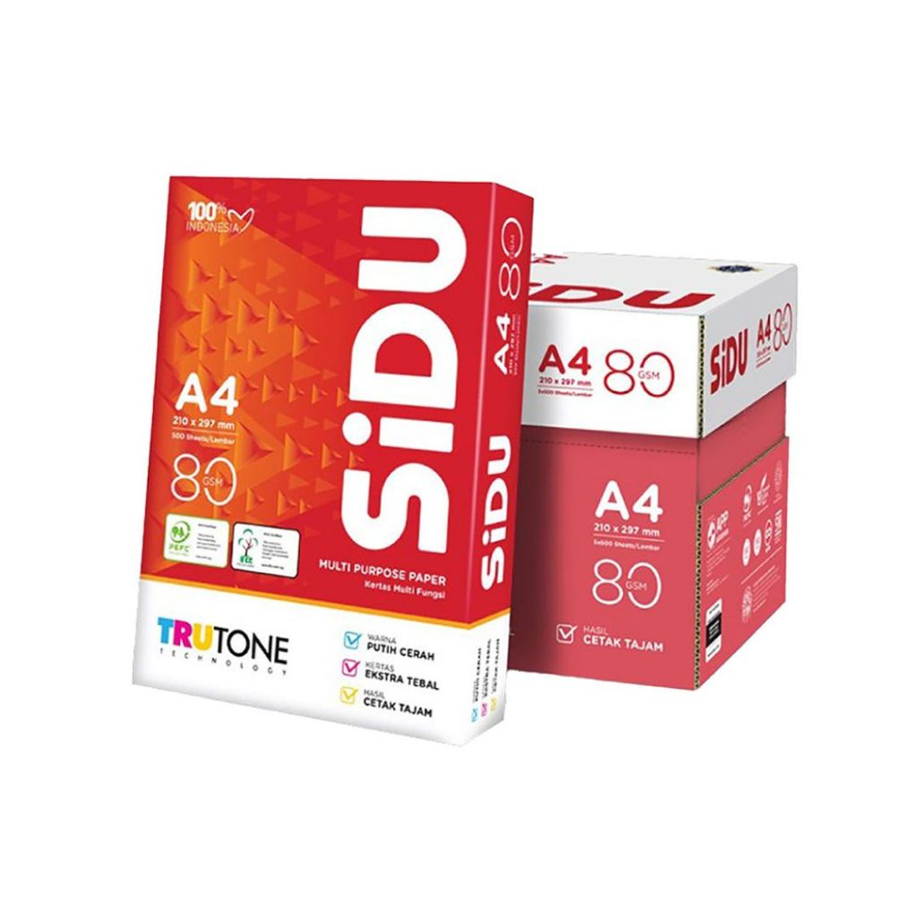 

SiDU Kertas HVS Fotocopy 80 GSM A4 - 1 Boks / 5 Rim
