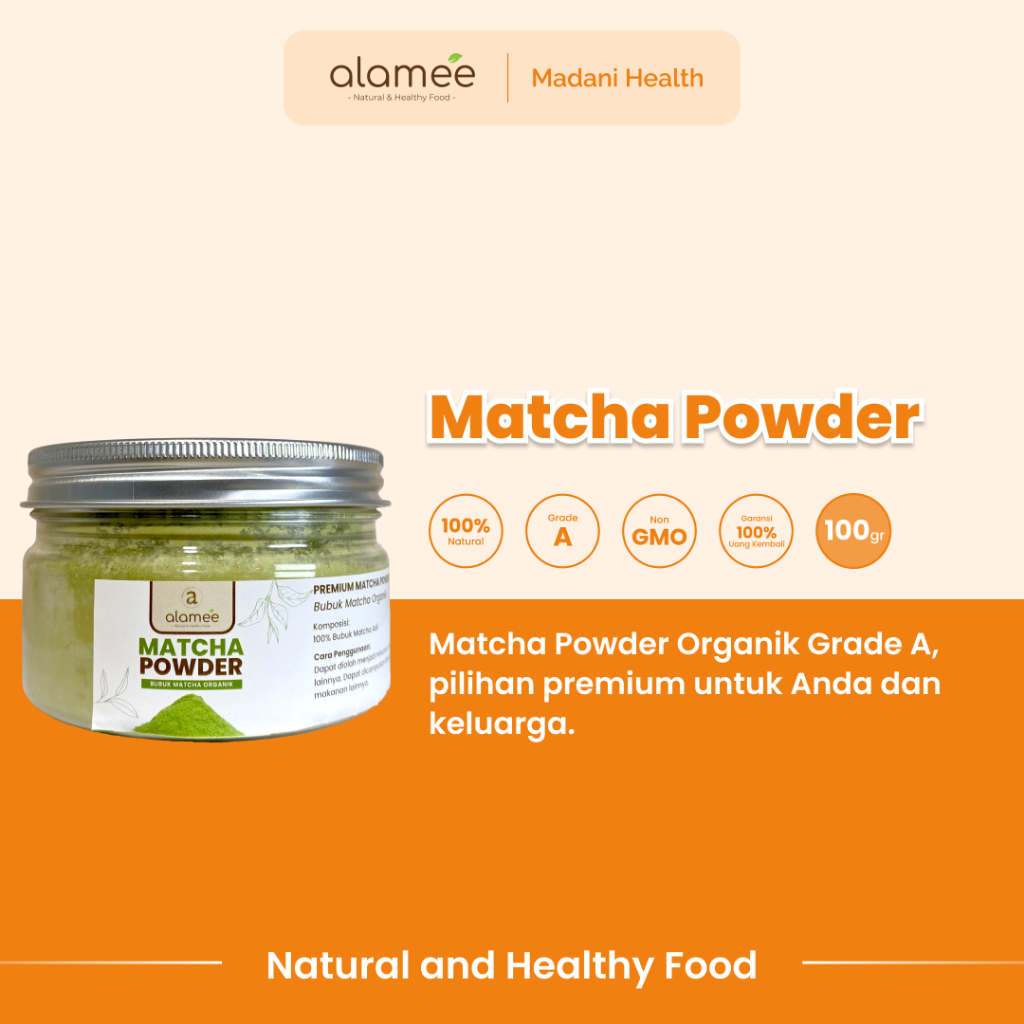 

ALAMEE Matcha Powder Minuman Teh Matcha Pure PREMIUM Matcha Tea Powder Tanpa Campuran Gula 100gr