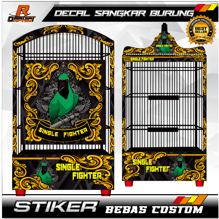 STICKER DECAL SANGKAR cucak ijo KANDANG KOTAK  STIKER ebod jaya oriq diamond radja BNR kosan