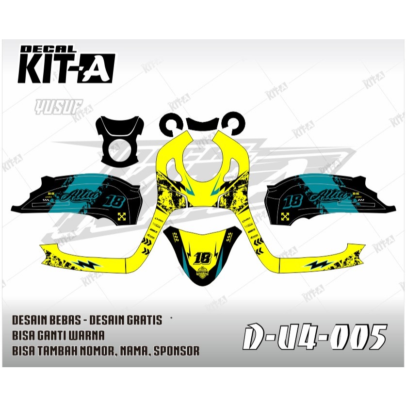 Decal new scoopy 2021 stiker motor variasi motif Grafis Kuning D-U4-060