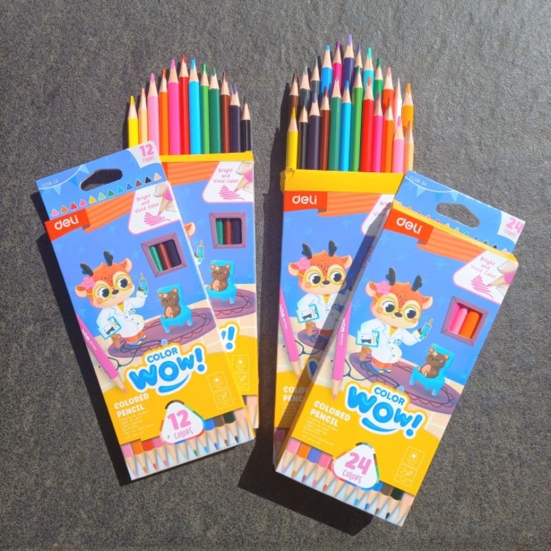 

Pensil Warna Colored Pencils Deli 12 & 24 Warna WOW ( Set ) [ Original ]
