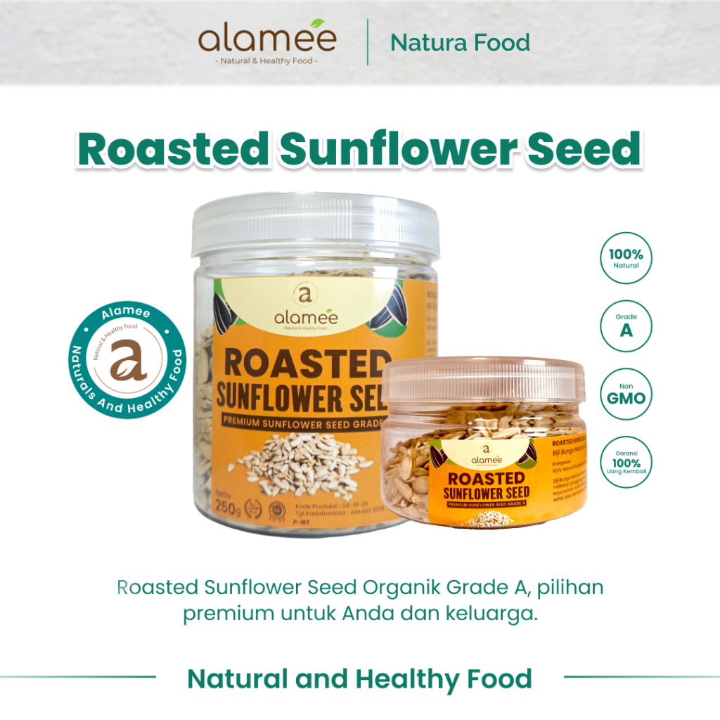 

ALAMEE Roasted Sunflower Seed Biji Bunga Matahari Kupas Oven Biji Kuaci Panggang PREMIUM 250gr 125gr