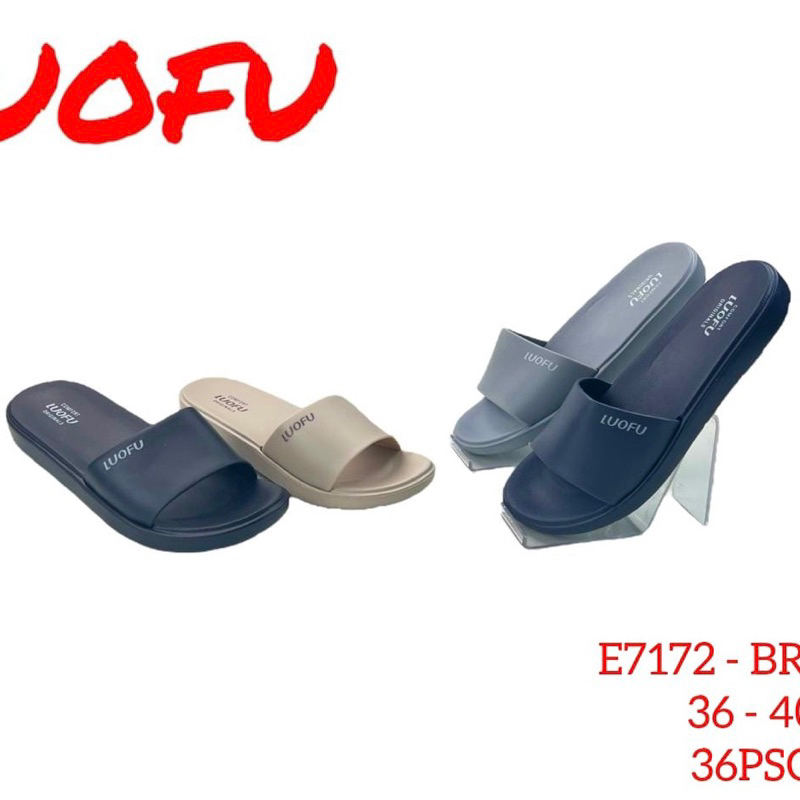 LUOFU sandal selop luofu sandal selop polos sandal selop wanita bahan karet E7172