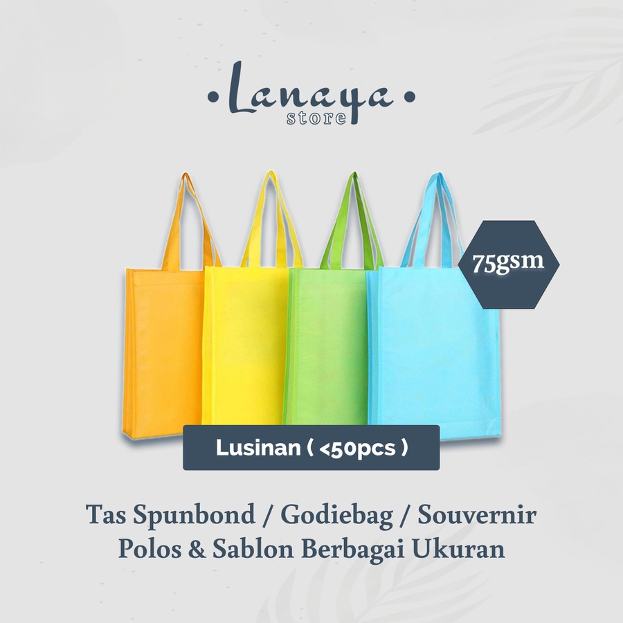 

SATUAN/LUSINAN I Tas Spunbond 75gsm I Goodie Bag I Souvenir | Berbagai Ukuran I Custom Sablon