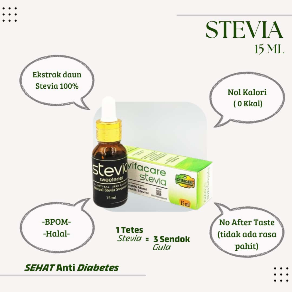 

Stevia Sweetener Stefia Gula Cair Non Kalori Pemanis Alami