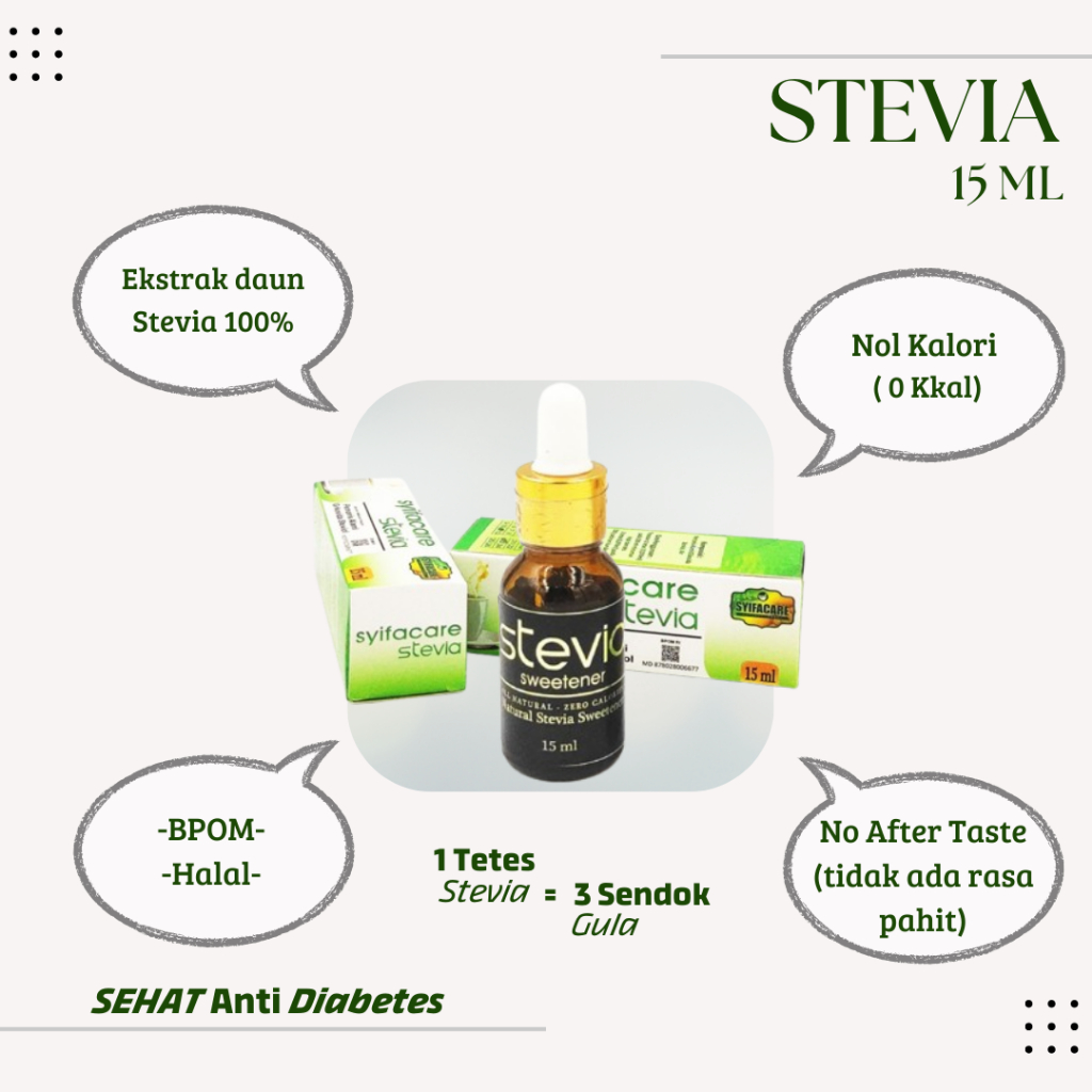 

Stefia Gula Cair Non Kalori Sugar Stevia pemanis Alami Original / Asli
