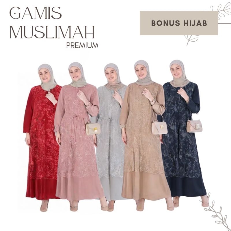 BISA COD DRESS PREMIUM BONUS HIJAB BRUKAT KOMBINASI BAJU BRUKAT BAJU PESTA FASHION MUSLIM GROSIR MAK