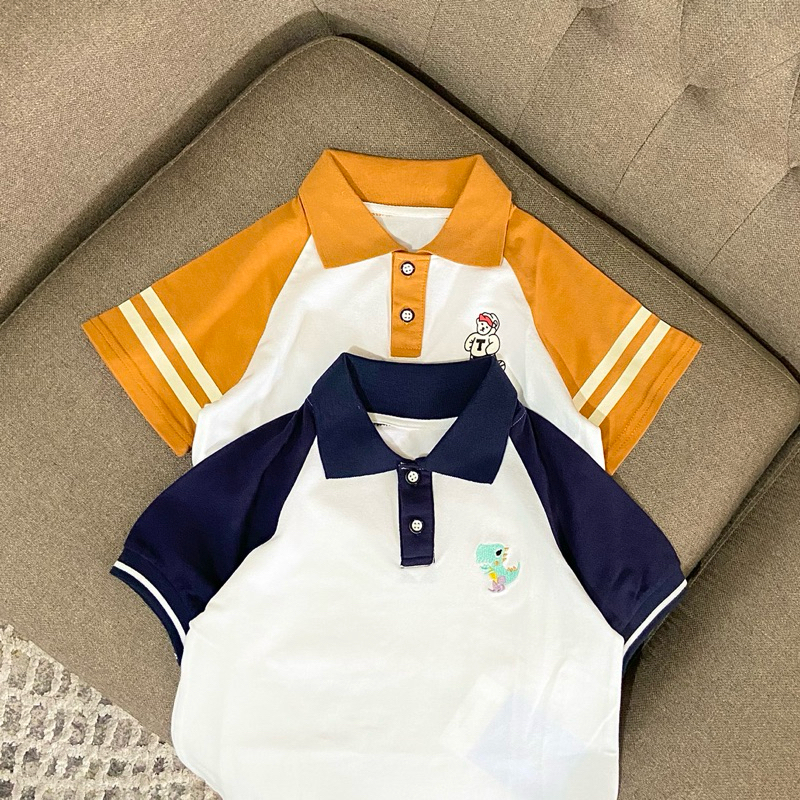 Kaos kerah polo shirts poloshirt biru navy blue caramel anak import premium bagus keren high quality