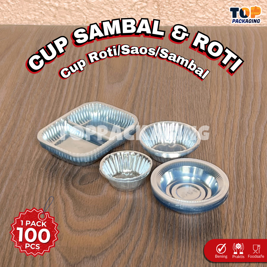 Mika Cup Sambal Tray Saos Tempat Kecap Bulat Ganda Cup Roti Besar Sedang Kecil Isi 100 Pcs
