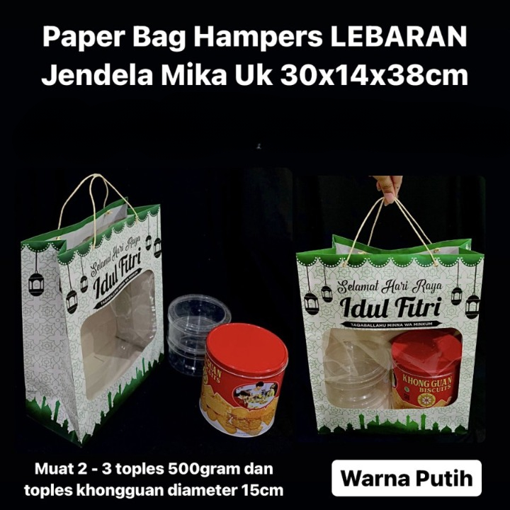 

5 Pcs Paperbag Parcel Lebaran 30 x 14 x 38 Cm Paperbag Sirup Bingkisan Idul Fitri Tas Tenteng Toples Kue 500 Gr