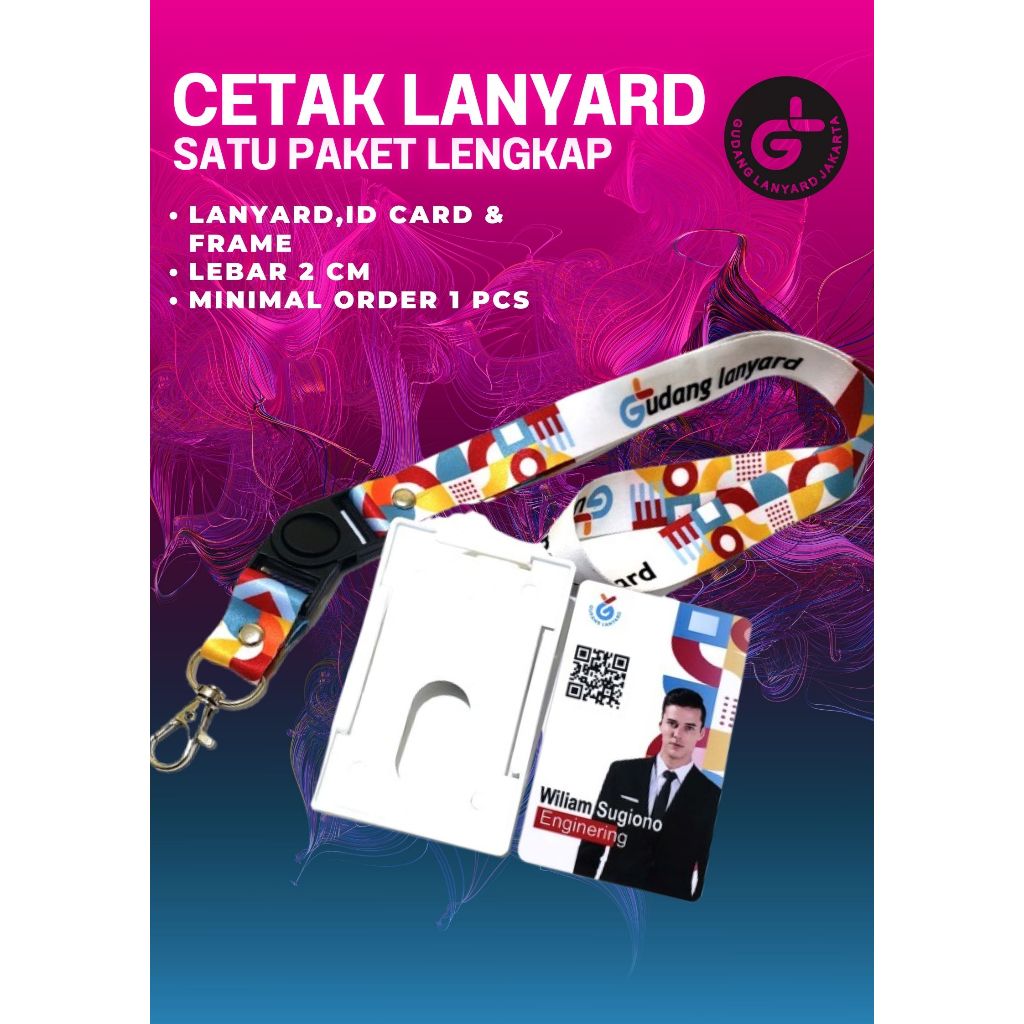 

Satu paket name tag/cetak tali lanyard print sublimt 2cm dua sisi/satu sisi