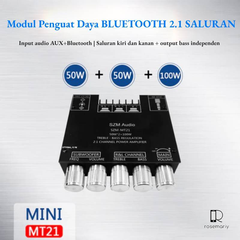 Audio Stereo Bass Power Amplifier Board MT21 Bluetooth 5.0 Amplifier Mini Bluetooth Class D 2.1CH Su