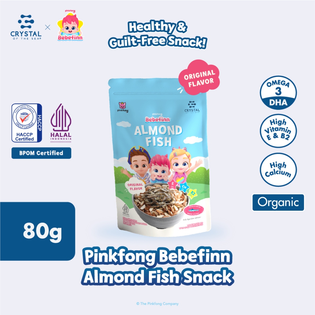 

CRYSTAL OF THE SEA | Pinkfong Bebefinn Almond Fish Snack Original (80GR) Halal Sehat Tanpa MSG dan Pengawet