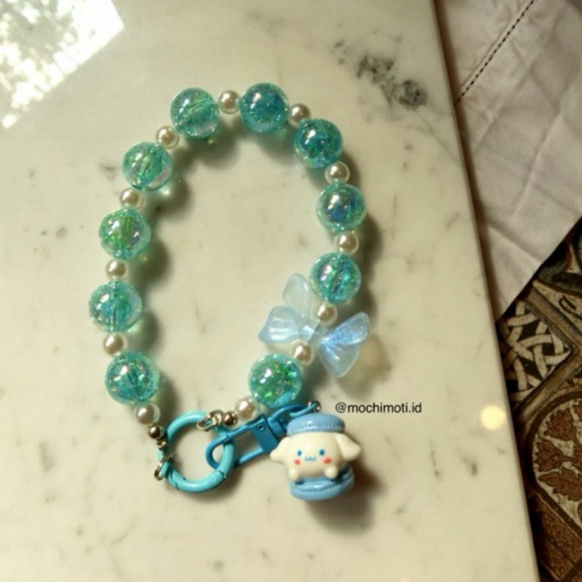 Gantungan HP/ Tas Cinnamoroll- Sanrio Macaroon- Premium beads, setiap pembelian gratis 1 kertas mika