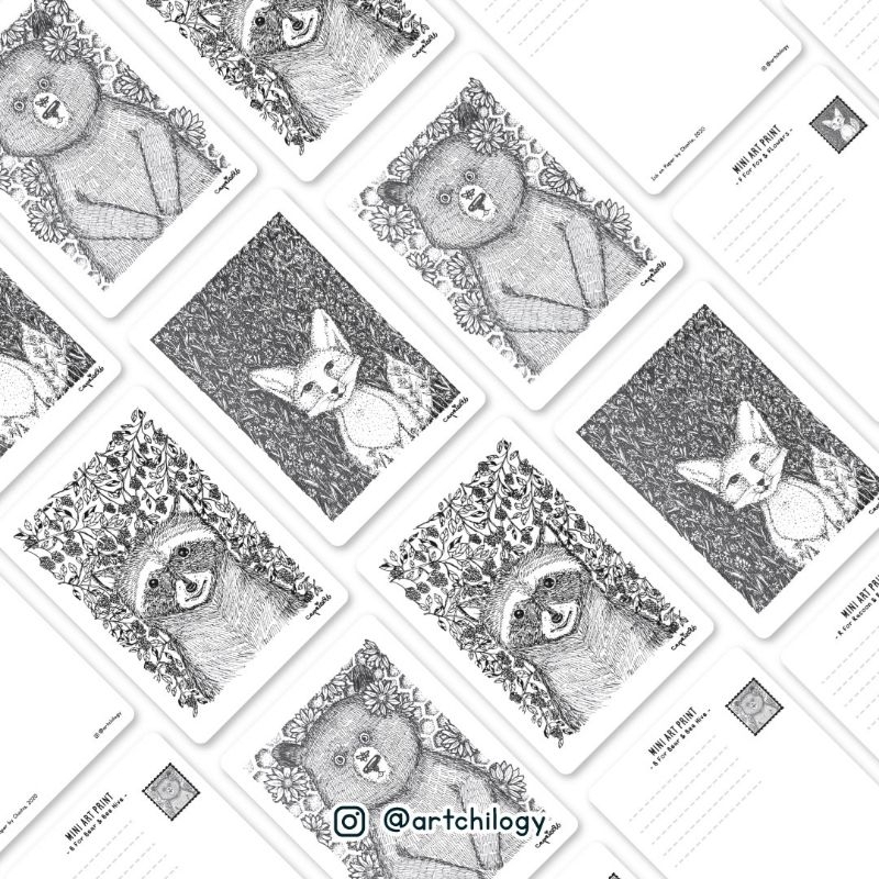 

ARTCHILOGY - Mini Art Print / Ink Painting Postcard