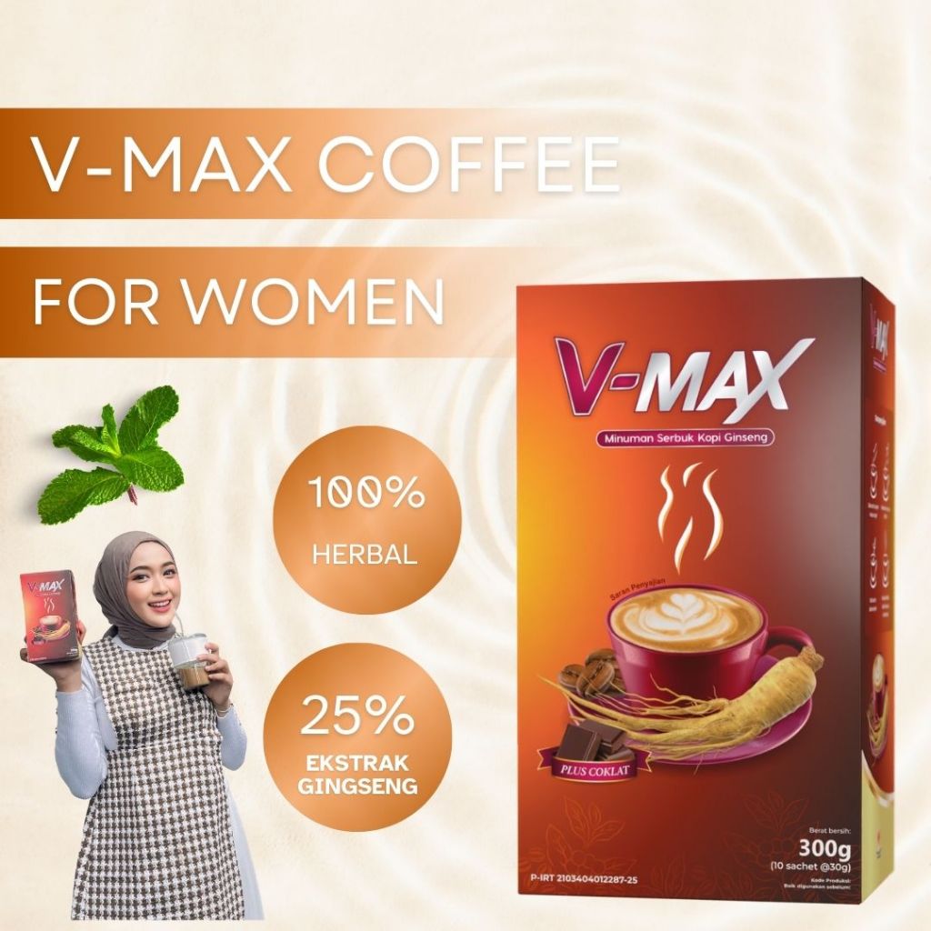 Vmax Suplemen Serbuk Stamina Wanita Rasa Cokelat Minuman Pperangsang gairah sexsual wanita Kopi Pena