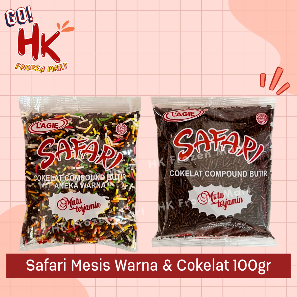 

Safari Mesis Warna Warni & Cokelat 100gr | L'agie Cokelat Compound Meses HK FROZEN MART