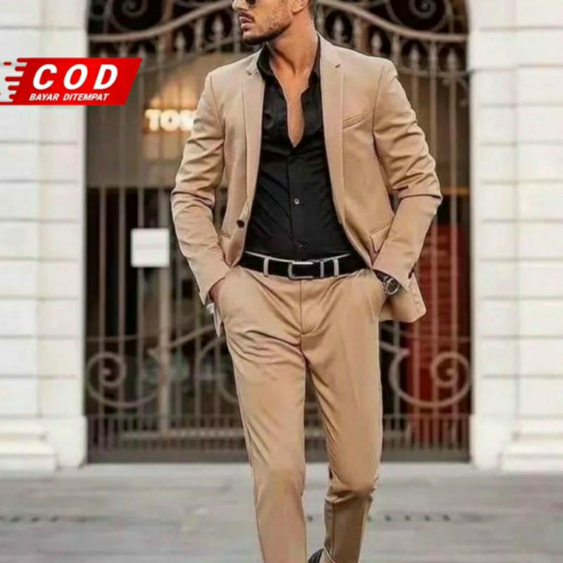 JAS PRIA COKSU COKLAT SUSU STELAN BLAZER SLIMFIT PREMIUM MURAH