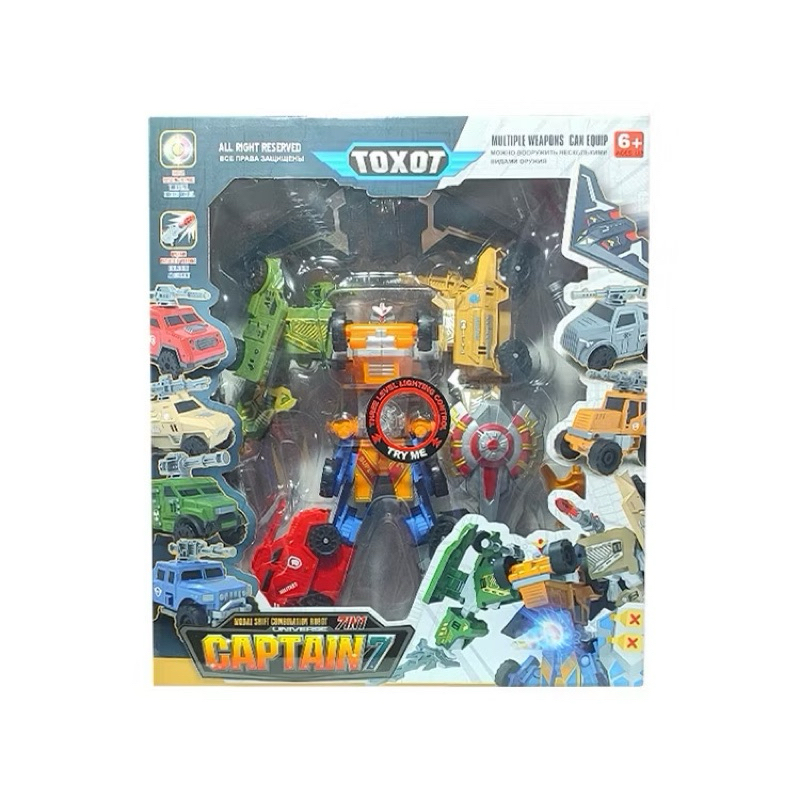 Mainan Figure Robot Tobot Giga 7 Transform Mobil Captain 7in1  Lampu LED & Launcher Toys