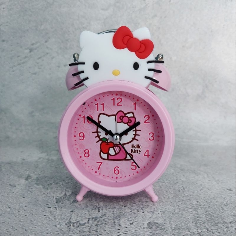 Jam Weker HelloKitty Jam Beker Alarm Kring Dering Lonceng Anak Karakter HelloKitty Bonus Baterai