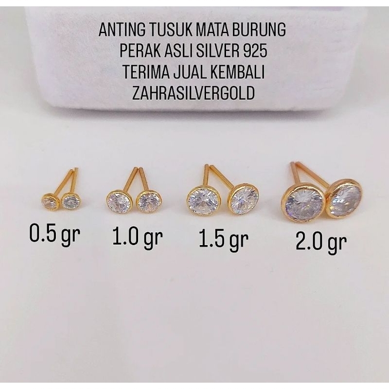 Anting Tusuk Giwang PERAK Mata Burung Asli Silver 925 (Terima Jual Kembali)