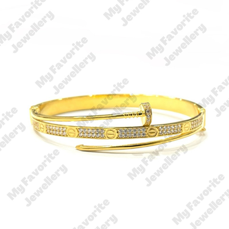 Gelang Branded Paku Full Permata Terbaru EMAS ASLI Kadar 700