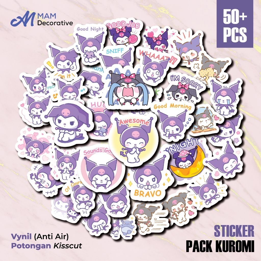 

50 PCS STIKER KUROMI Cute Lucu | Vinyl Waterproof | Stiker Helm Buku Journal Casing HP Laptop