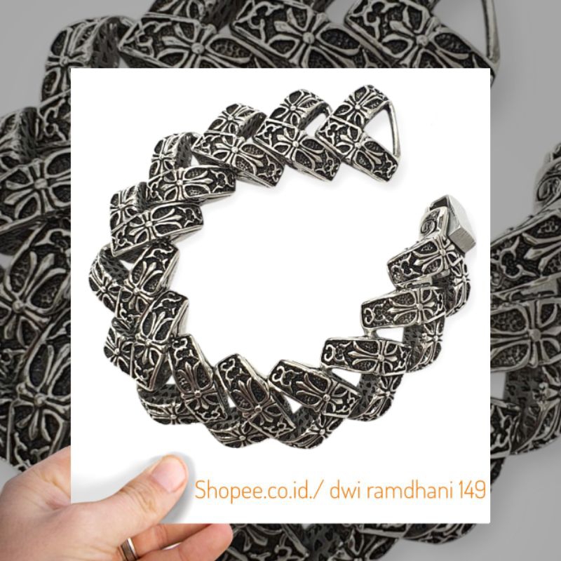 Gelang Titanium pria Rantai silver jumbo Anti karat selamanya