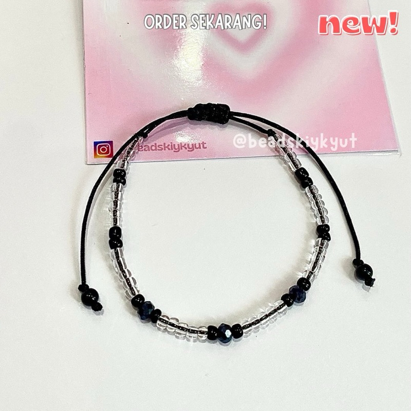 black kristal drawstring | GELANG MANIK KRISTAL HITAM SERUT