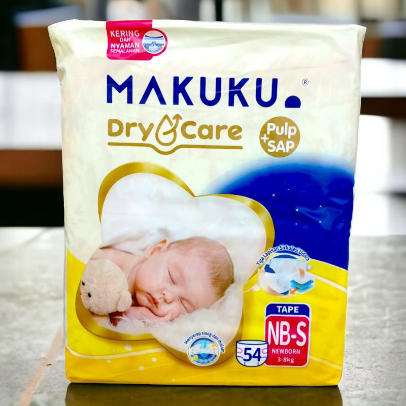 MAKUKU DRY CARE_NB-S|PAMPERS MAKUKU|POPOK BAYI BARU LAHIR|PAMPERS NEW BORN|MAKUKU SIZE/UKURAN NB-S