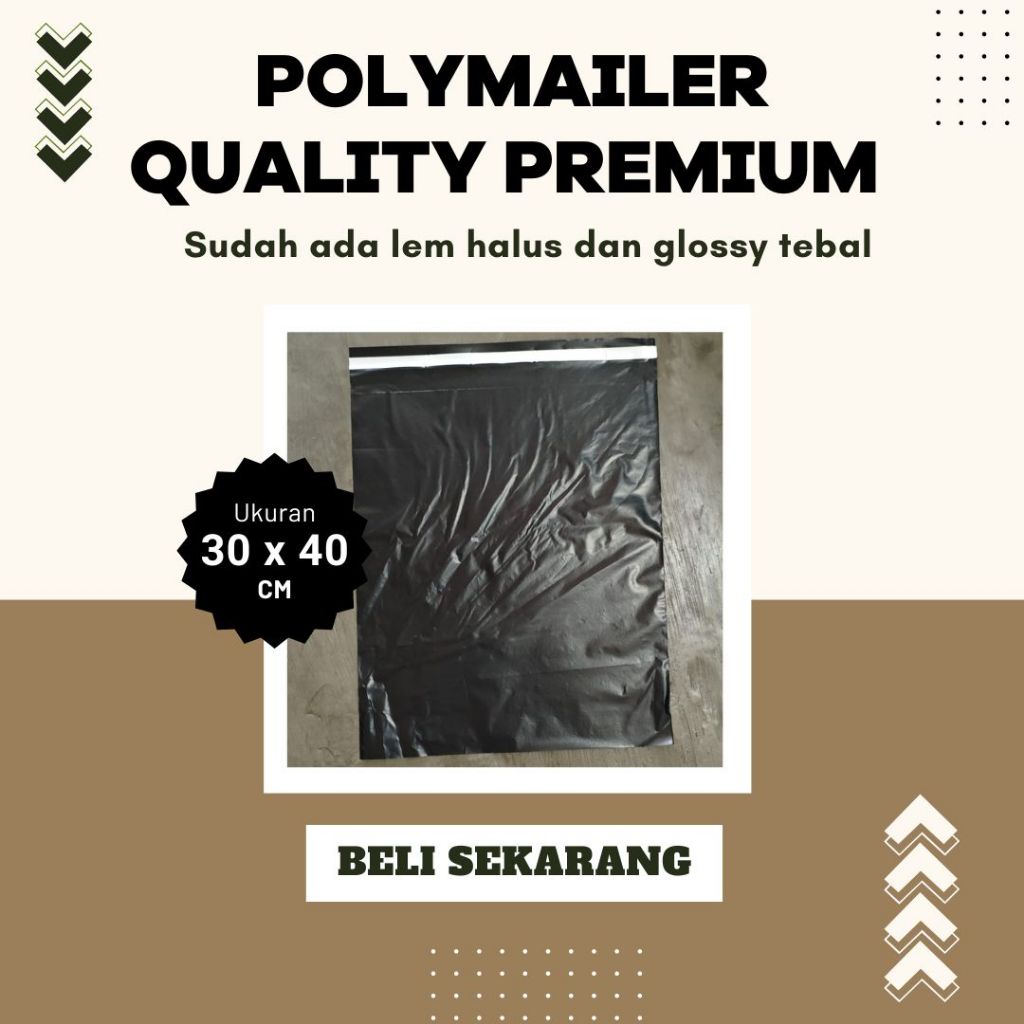 Plastik Packing Polymailer GLOSSY HITAM tebal 30x40