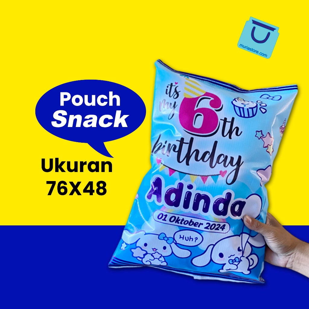 

POUCH SNACK Souvenir Ulangtahun Hajatan Tedhak Sinten UK 76 X 48 bisa Custom Nama dan Free Design