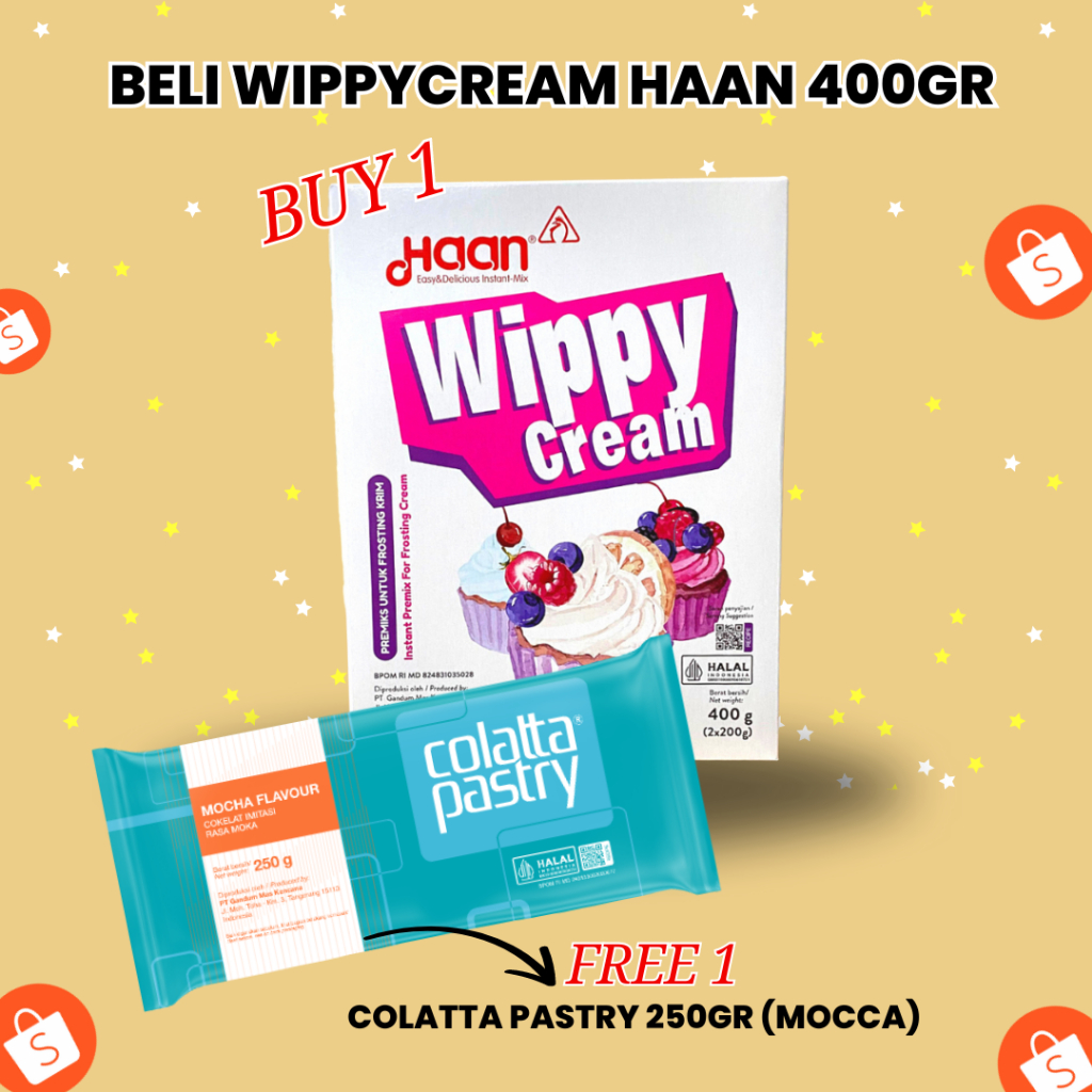 

BELI 1 HAAN WIPPYCREAM 400GR + BONUS COLLATA PASTRY 250GR
