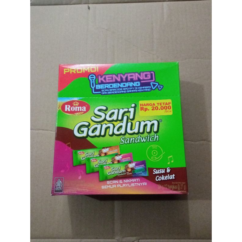 

Biskuit Sari Gandum Coklat box isi 12