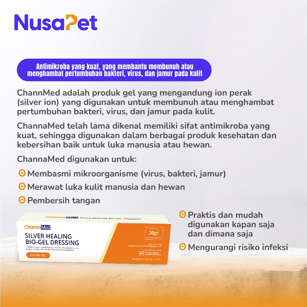 Ay00 ChannaMed Bio Gel Silver Ion Obat Luka Kucing - Gel Luka Anjing - Salep Luka Kucing Serba Guna