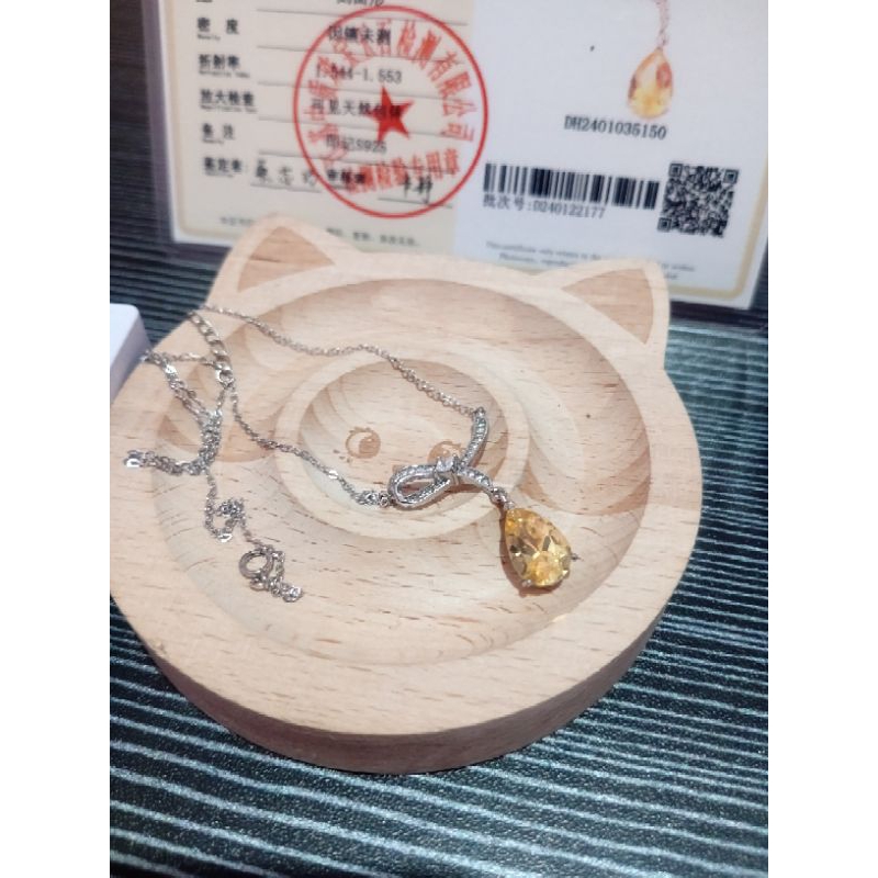 Kalung Batu Alam Citrine S925 with Sertifikat