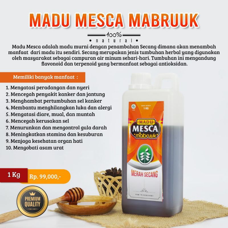 

Madu Mesca Merah Secang 1 Kg Mabruuk