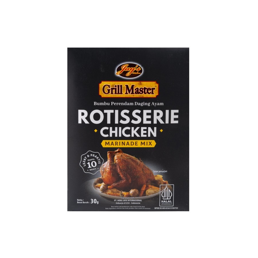 

Jay's Grill Master Rotisserie Chicken Marinade Mix 30gr – Jays Bumbu Marinasi Ayam Panggang