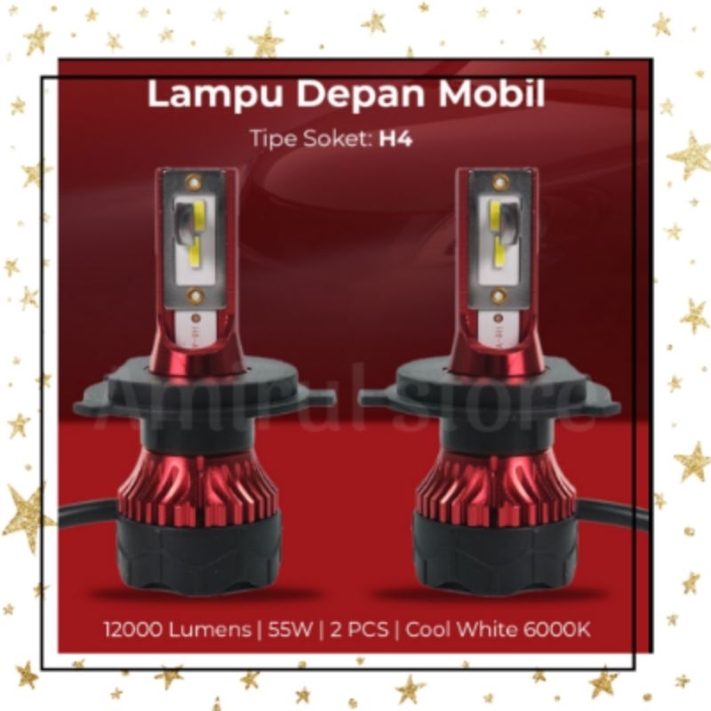 LED GT LIGHT SUPER BRIGHT HEADLAMP DAN FOGLAMP SOKET MOBIL H4, H11 Lampu LED Mobil Headlight Lampu U