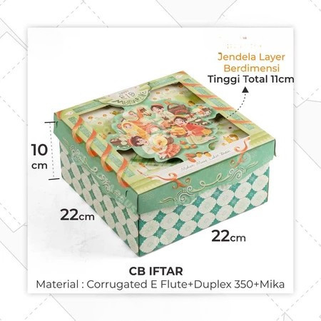 

(5 pcs) box kue lapis legit lebaran kotak parcel idul fitri hijau packaging ukuran 22x22x10 cm