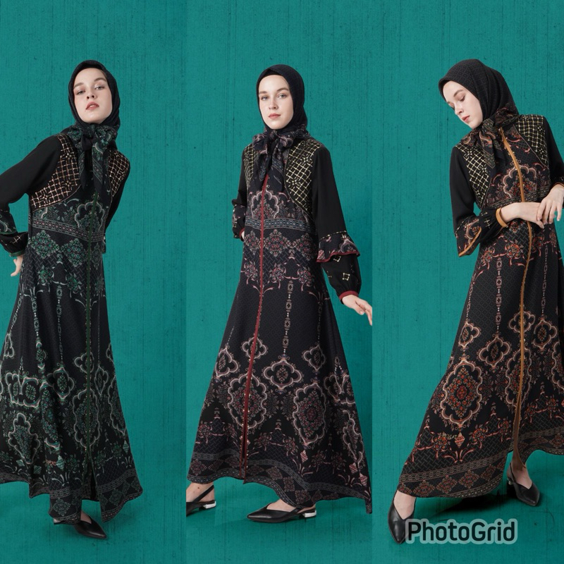 READY SIAP KIRIM ABAYA A9223 gold, green, maroon BY HIKMAT FASHION Gamis Dress Wanita Dewasa