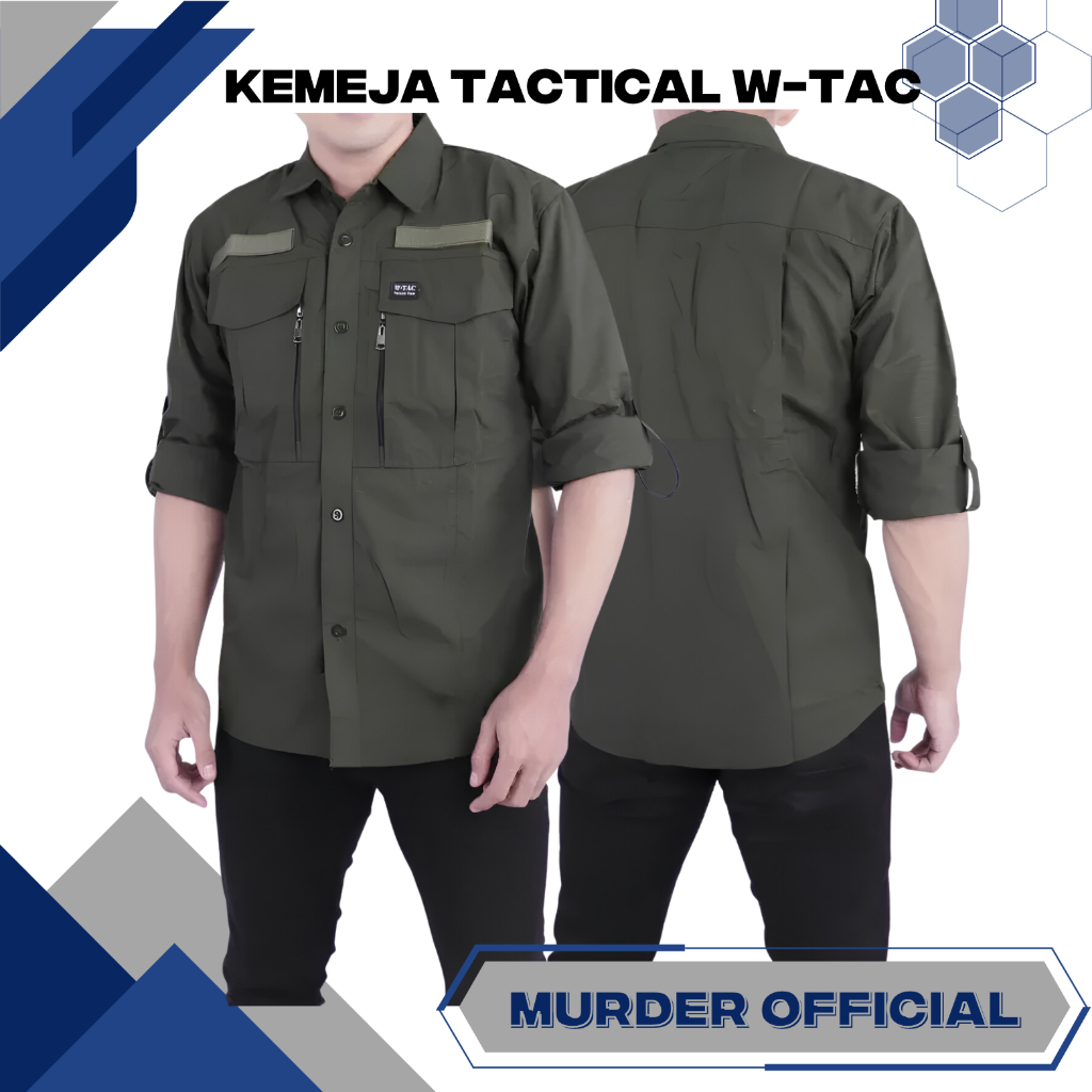 murderofficial - kemeja outdoor pria lengan panjang - baju tactical lapangan - pdl pdh custom bordir