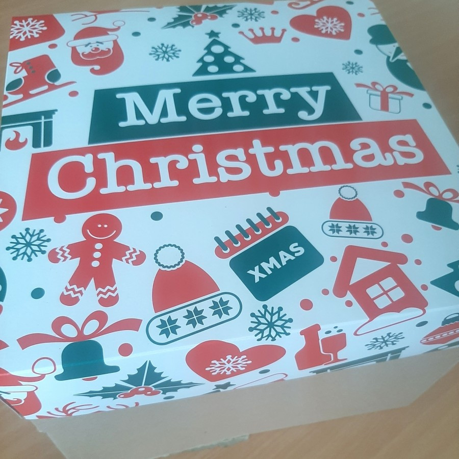 

Cake Box Edisi Natal Kardus Packaging Lapis Legit Parcel Christmas Ukuran 25x25x10