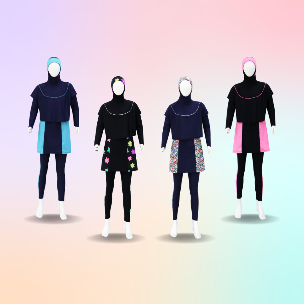 [BARU] Baju Renang Anak Perempuan Muslim Motif Polos ABG Remaja Model Blus Syar'i