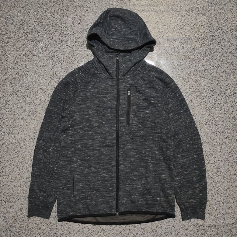 Jaket Hoodie Zipper Uniqlo Dry Sweat Stretch Misty Dark Grey Second