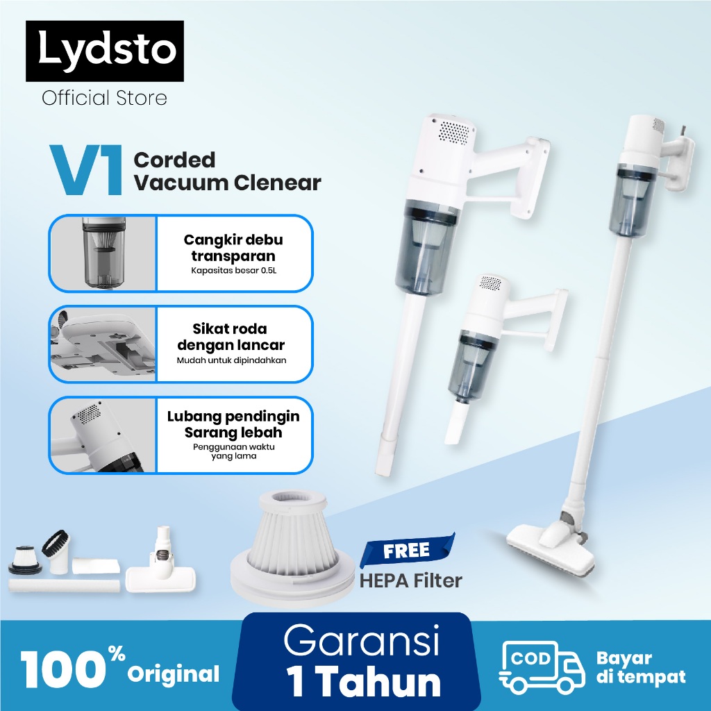 Lydsto V1 16Kpa Vacum Cleaner Penyedot Debu Mini Corded Vacuum Cleaner 3-in-1 Penyedot Debu