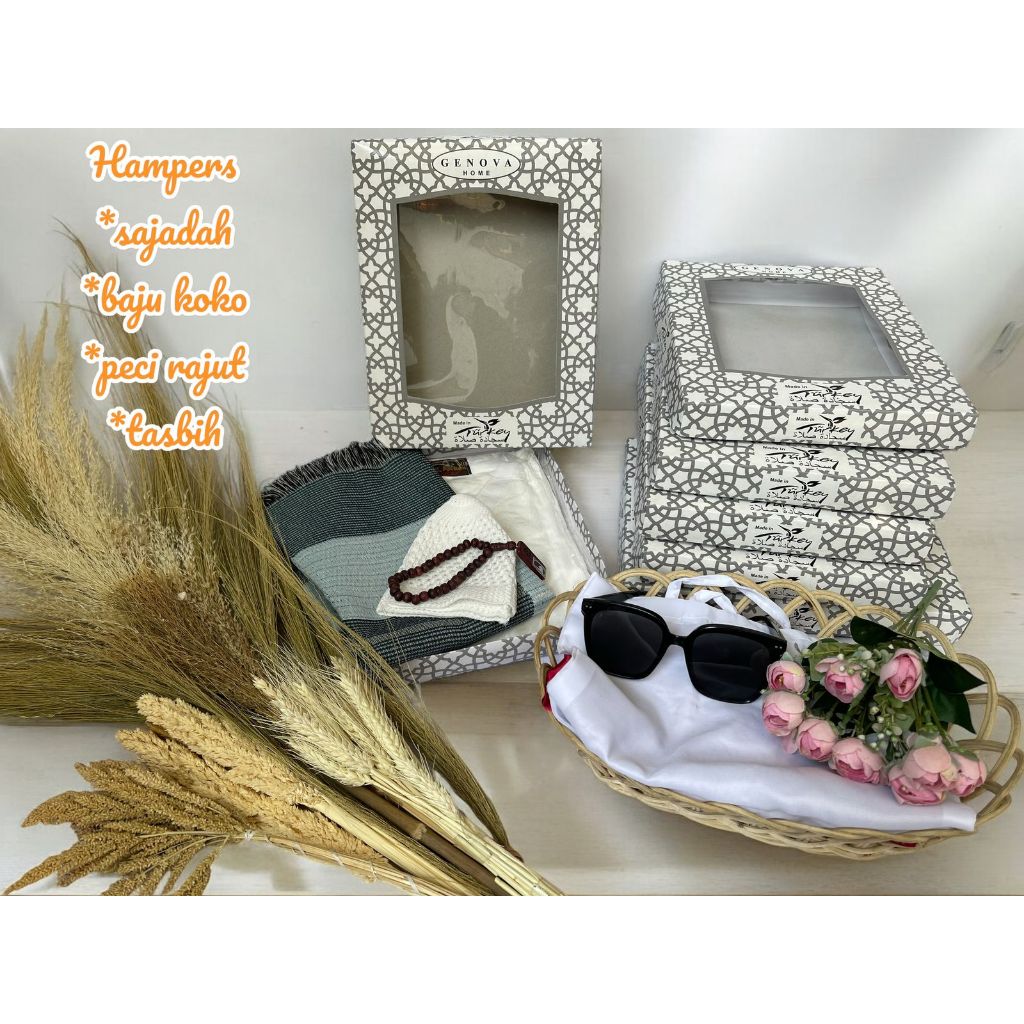 Hampers | Parcel | Souvernir Baju Koko | Sajadah Dewasa, Peci | Tasbih Dan Box Bagi Bagi Lebaran